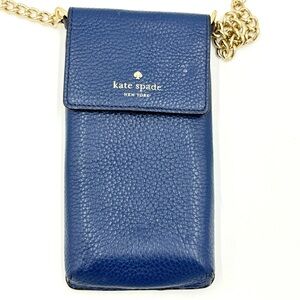 Kate Spade Blue Pebbled Leather Phone Crossbody